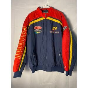 Vintage 90's NASCAR Chase Jeff Gordon DuPont Puffer Jacket Full Zip Men's Large